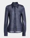 Emporio Armani Icon Striped Lightweight Jersey Shirt In Dark Purple