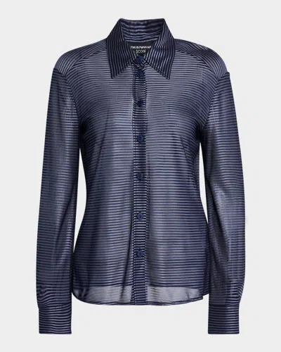 EMPORIO ARMANI BUTTON-DOWN STRIPED VISCOSE SHIRT