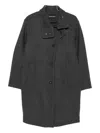 Emporio Armani Long Wool Blend Coat With High Collar In Gray