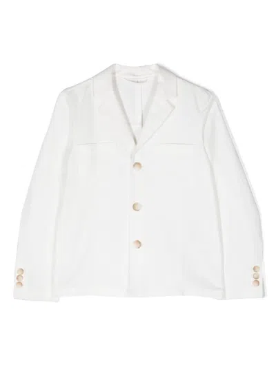 Emporio Armani Kids' Button-fastening Long-sleeve Blazer In 白色
