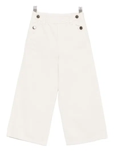 Emporio Armani Kids' Button-fastening Trousers In White