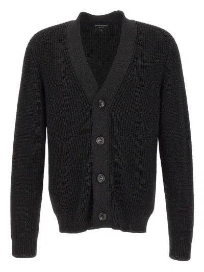 Emporio Armani Button-fastening V-neck Cardigan In Black