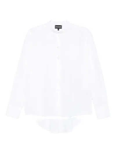 Emporio Armani Button-front Curved-hem Shirt In White