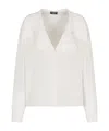 Emporio Armani Silk Shirt With Long Sleeves And Wide Collar In White