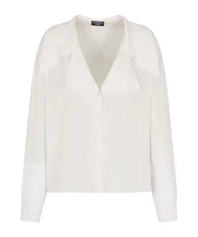 EMPORIO ARMANI BUTTON-FRONT WIDE-COLLAR SHIRT