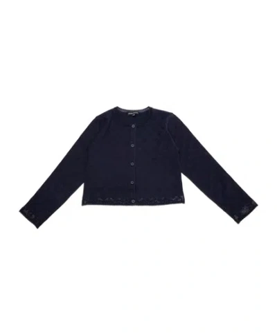 Emporio Armani Kids' Button Knitted Cardigan In Blu