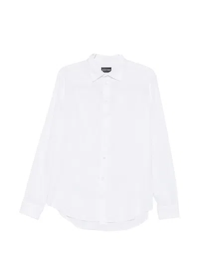 Emporio Armani Button Linen Shirt In White