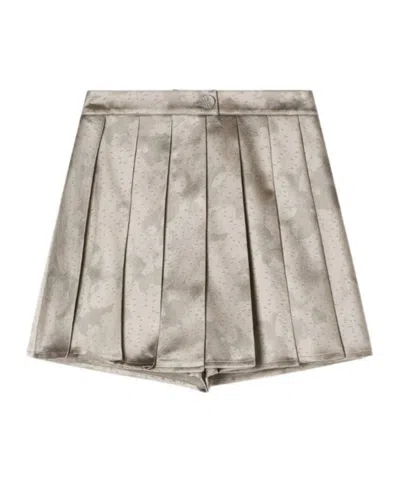 Emporio Armani Button Pleated Mini Skirt In Gray