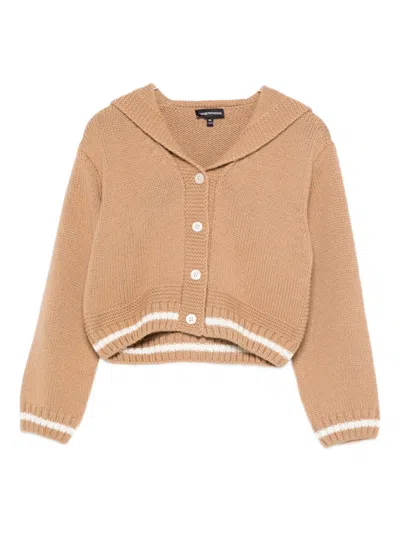 Emporio Armani Kids' Button Striped Cardigan In Neutral