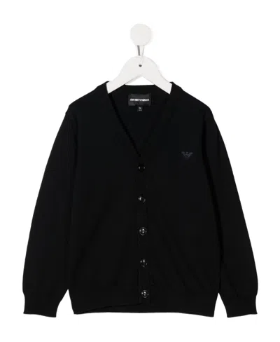 Emporio Armani Button-up Knit Cardigan In Black