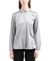 Emporio Armani Button-down Shiny Silk Blouse In Misty Grey