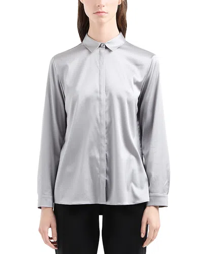 EMPORIO ARMANI BUTTON UP SHIRT IN STRETCH SILK