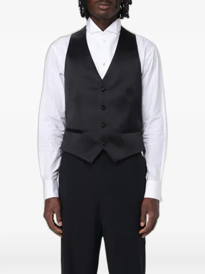 Emporio Armani Button-down Waistcoat In Black