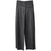 Emporio Armani Buttoned Asymmetric Waistband Wide Leg Trousers In Black Cotton In Black