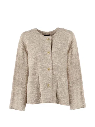 Emporio Armani Cotton Blend Blazer Jacket Long Sleeves In Multi