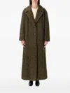 Emporio Armani Long Belted Coat Notched Lapels In Green