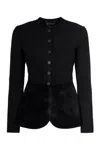 Emporio Armani Buttoned Crewneck Jacket In Black
