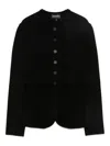 Emporio Armani Buttoned Crewneck Jacket In Black