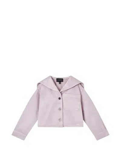 Emporio Armani Kids' Buttoned Cropped Jacket In Gray
