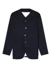 Emporio Armani Buttoned Patch-pocket Jacket In Blue