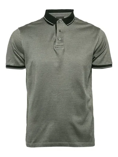 Pre-owned Emporio Armani Buttoned Placket-knit Polo Shirt In Gray