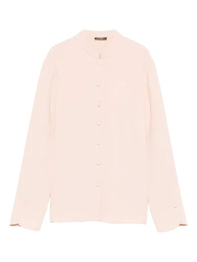 Emporio Armani Crepe Shirt Long Sleeves Mandarin Collar Cuffs In Pink
