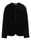 Emporio Armani Buttoned Crewneck Jacket In Black