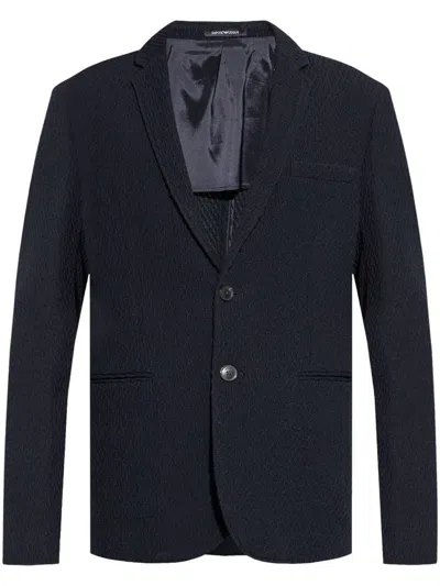 Emporio Armani Buttoned Up Blazer In Blue