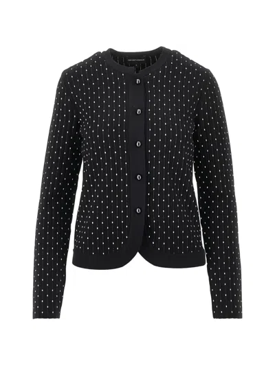 Emporio Armani Button-up Long-sleeve Cardigan In Black