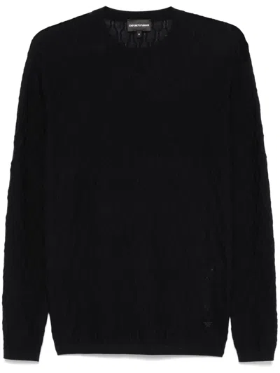 Emporio Armani Cable-knit Sweater In Blue