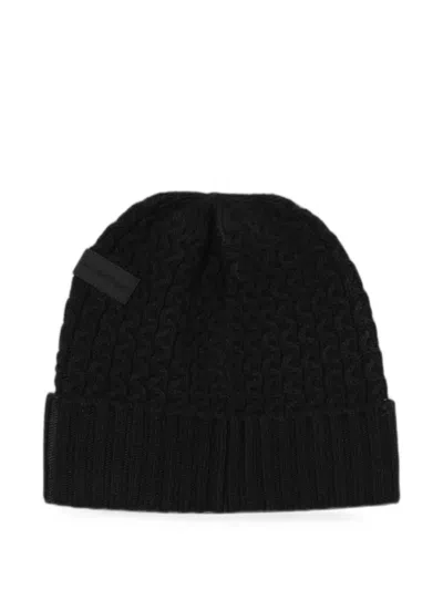 Emporio Armani Cable-knit Beanie Hat In Black