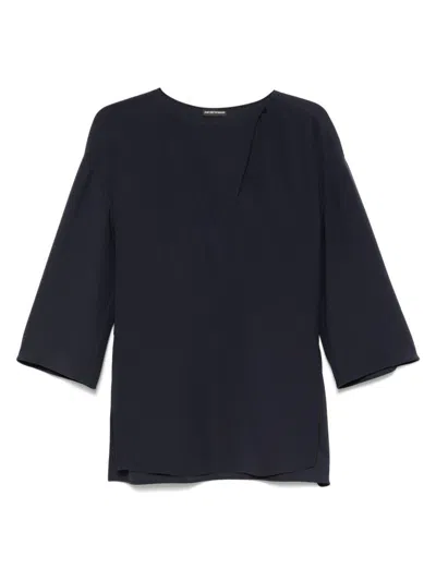 Emporio Armani Cady Blouse In Blue