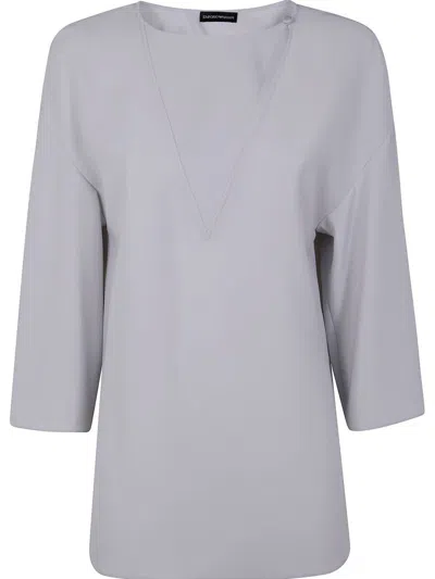 Emporio Armani Cady Blouse In Gray