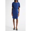 Emporio Armani Cape-sleeve Cady Dress In Cobalt Blue