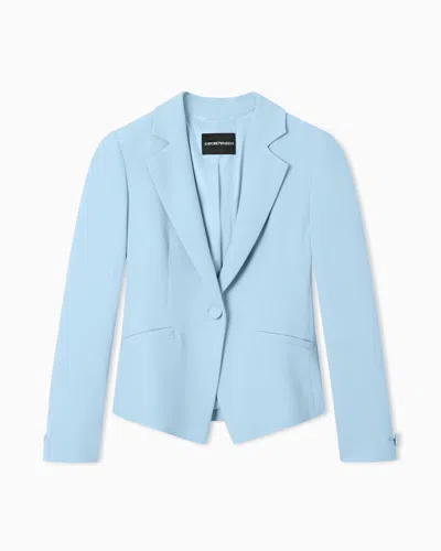 Emporio Armani Cady Crepe Jacket With Lapels In Blue