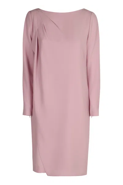 Emporio Armani Asymmetrical Cady Dress With Gathering Detail In Pink