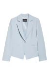 Emporio Armani Cady One-button Crepe Crop Blazer In Zen Blue