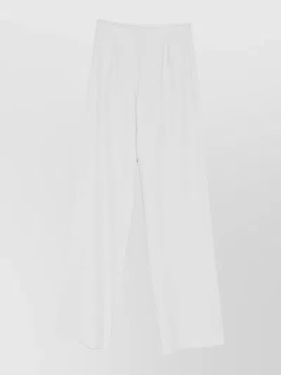 Emporio Armani Cady Straight Leg Tailored High Waist Trousers In White