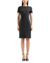 Emporio Armani Embellished Short-sleeve Techno Cady Midi Dress In Solid Black