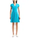 Emporio Armani Emma Pleated Fit-&-flare Mini Dress In Turquoise