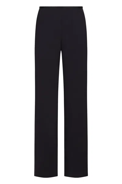 Emporio Armani Women's Crepe Wide-leg Trousers In Black