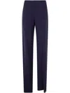 Emporio Armani Navy Blue Cady Trousers In Blue