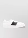 Emporio Armani Calf Leather Grained Texture Sneakers In White