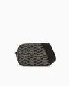 Emporio Armani Official Store Camera Case With Shoulder Strap And All-over Monogram Print In Noir