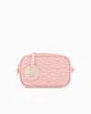 Emporio Armani Camera Case With Shoulder Strap And All-over Monogram Print In Pink