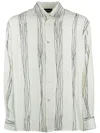 Emporio Armani Striped Long Sleeve Shirt In White