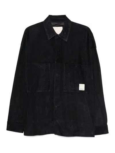 Emporio Armani Leather Shirt In Black