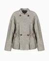 Emporio Armani Camouflage Jacquard Linen-blend Jacket With Drawstring In Grey