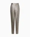 Emporio Armani Camouflage Jacquard Linen Blend Trousers In Grey