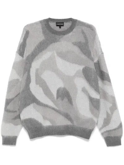 Emporio Armani Camouflage Sweater In Gray